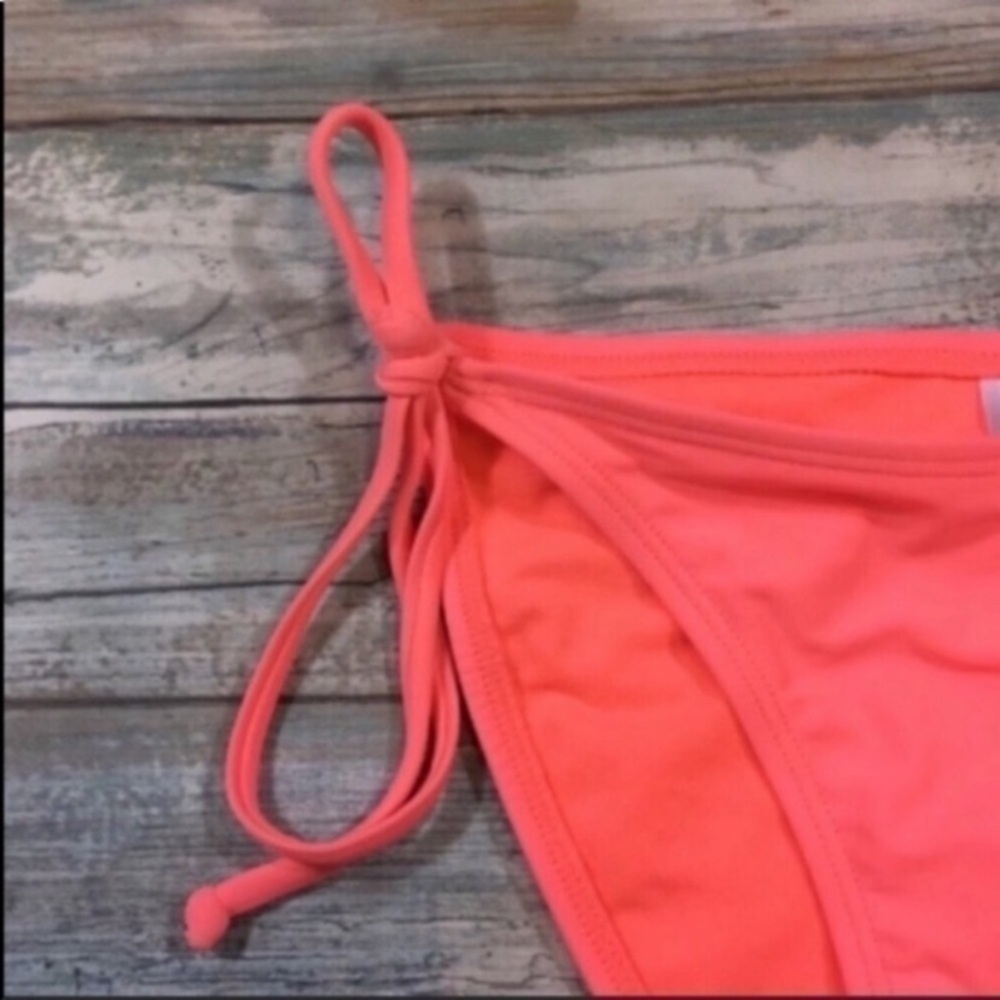 Xhilaration Bright Orange Tie Side Bikini Bottoms Women’s Small Neon String Swim - Picture 2 of 4